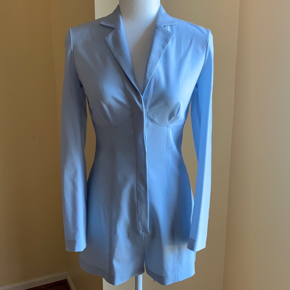 NEW La Perla Wool Light Blue Long Sleeve Romper / Jumpsuit - Size US 4